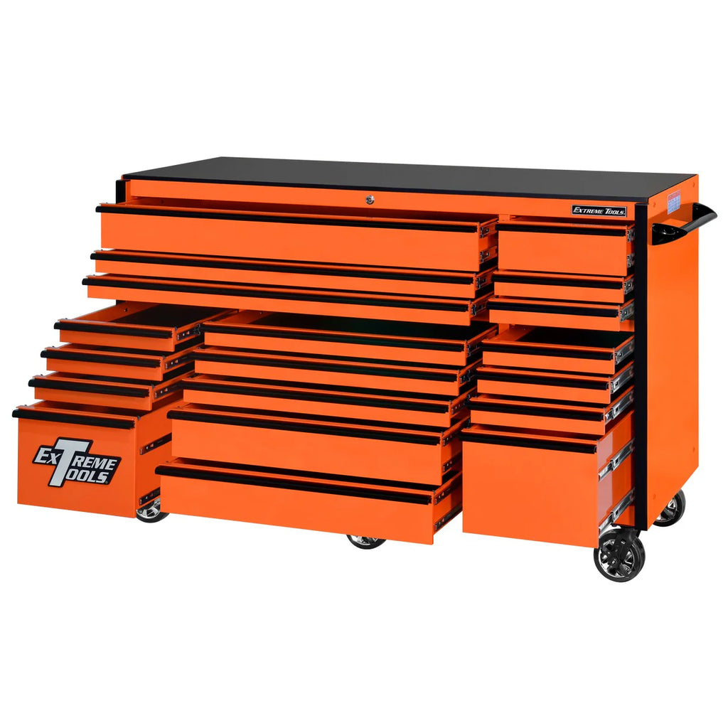 Extreme Tools RX250 Series 72-in x 30-in Roller Cabinet a?? 19-Drawer a?? 250 lb Drawer Slides