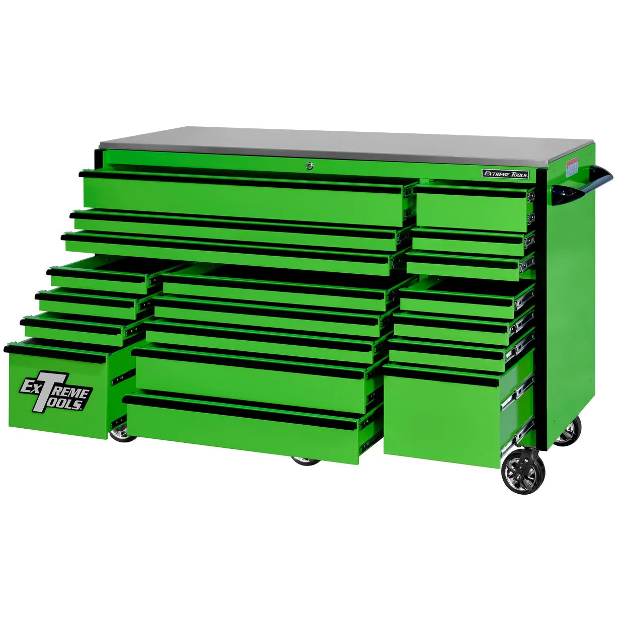 Extreme Tools RX250 Series 72-in x 30-in Roller Cabinet a?? 19-Drawer a?? 250 lb Drawer Slides