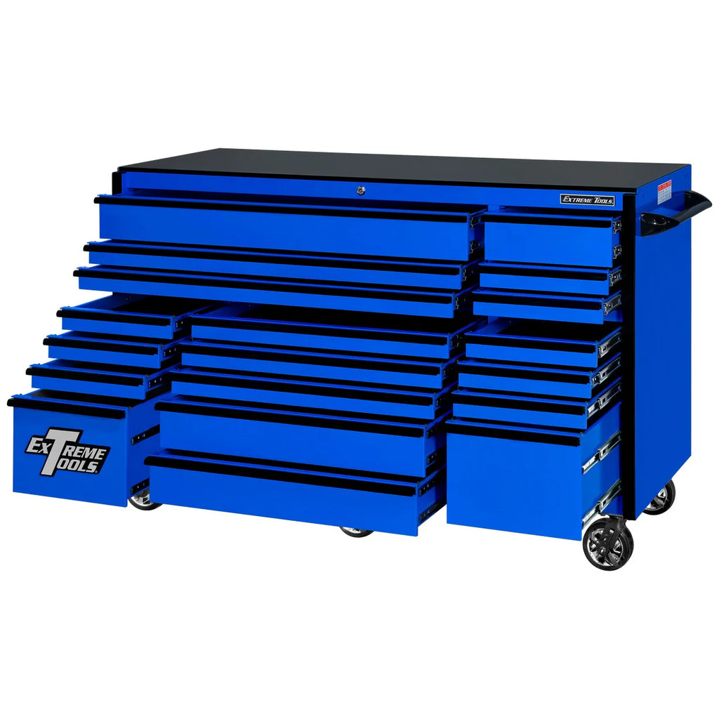Extreme Tools RX250 Series 72-in x 30-in Roller Cabinet a?? 19-Drawer a?? 250 lb Drawer Slides