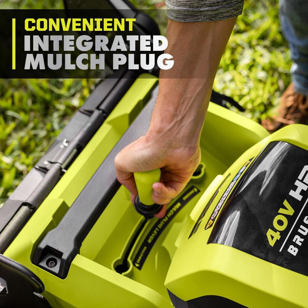 Ryobi 40V HP Brushless 21-in Self-Propelled AWD Lawn Mower – Whisper Series – Includes (2) 6.0Ah Batteries and Charger