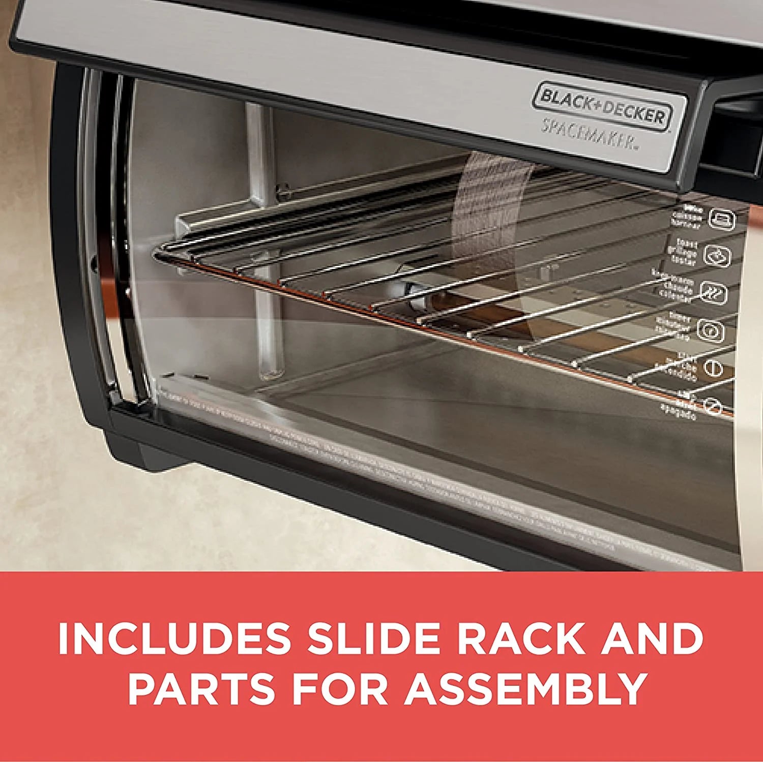 BLACK DECKER SpaceMaker Under Counter Toaster Oven, Digital Controls, Black/Stainless Steel, Fits 9????μ??????? Pizza or 4 Slices