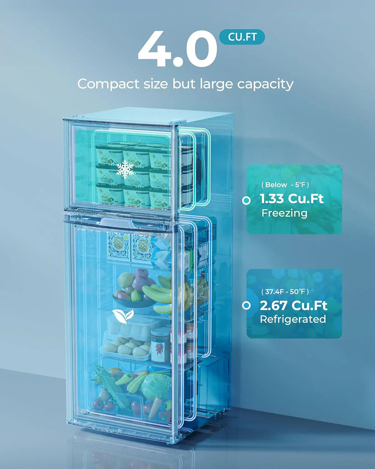 3.2 Cu.Ft Mini Fridge with Freezer ?????? 2-Door Compact Refrigerator for Bedroom, Dorm, Office or Apartment, Silver3.2 Cu.Ft Mini Fridge with Freezer ?????? 2-Door Compact Refrigerator for Bedroom, Dorm, Office or Apartment, Silver
